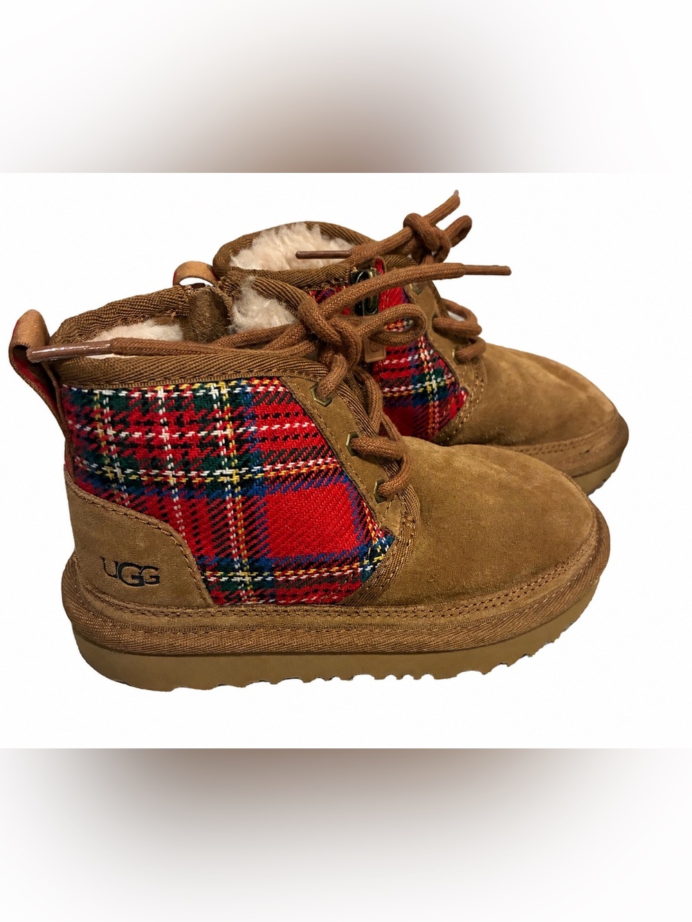 UGG Toddler Neumel II Plaid Heritage Suede Boots Size 10